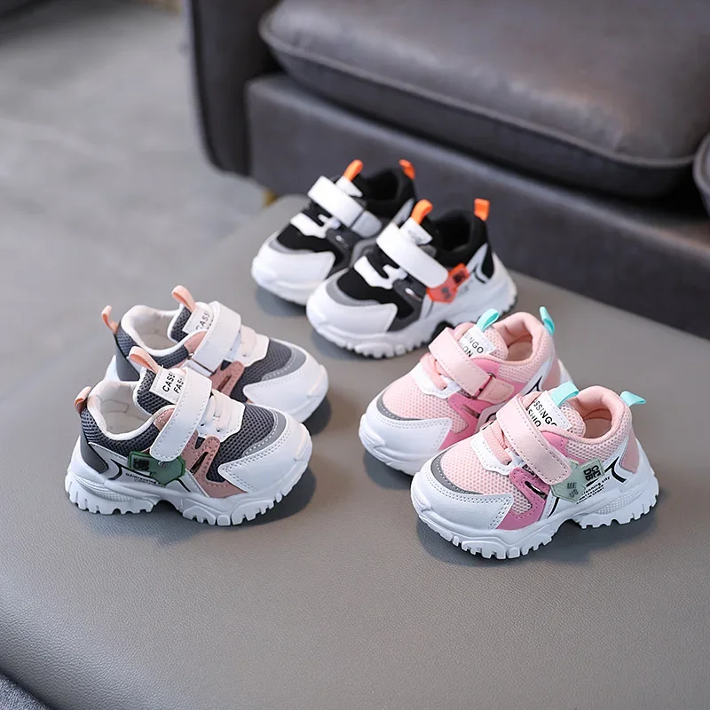 Chaussures de sport pour enfants à semelles souples, baskets d'automne pour bébés filles et garçons, avec filet respirant, à la mode, 2022