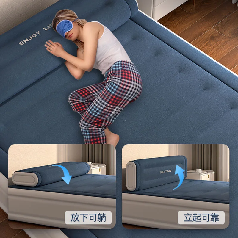 Inflatable Mattress with Extra Thick Comfort Padding Foldable Single Double Guest Bed for Camping Travel Home Floor