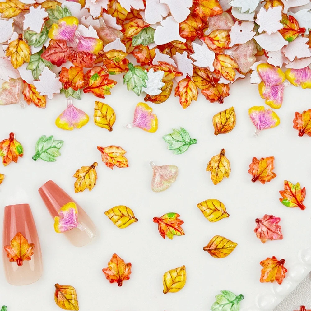 52Pcs, Retro, Autumn and Winter Leaves, Maple Leaves, Accessories, Leaves, Nail Accessories, Hair Clip Frame Decoration