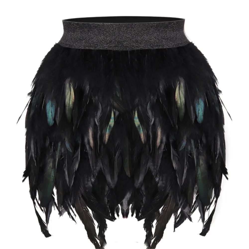 Women's Festival Carnival Party Prom Feather Skirt Female Sexy Bar Jazzy Multicolor Irregular Dance Skirt 2025