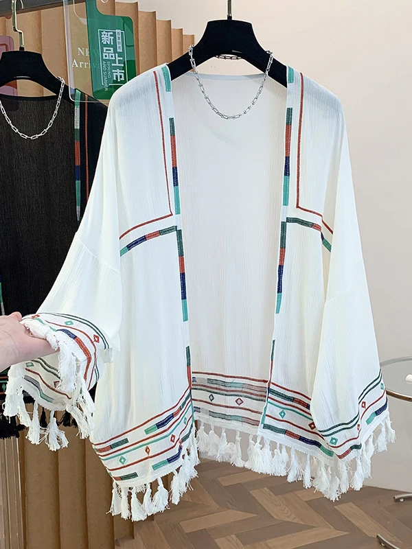 

Travel Photoaphy Heavy Embroidery Versatile Oversized Women's Cardigan Large Size n Sle Wrap oulder Sun Protecti...