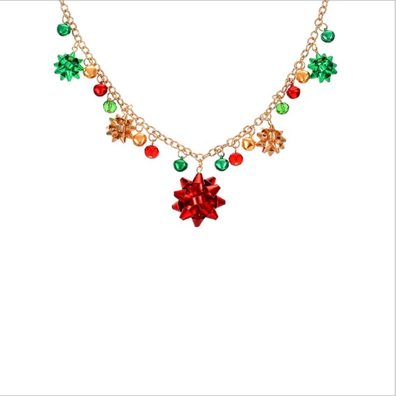Christmas Jewelry Set for Girls Cute Pendant Chains Necklace Earrings Set Women 2024 New Year Gift
