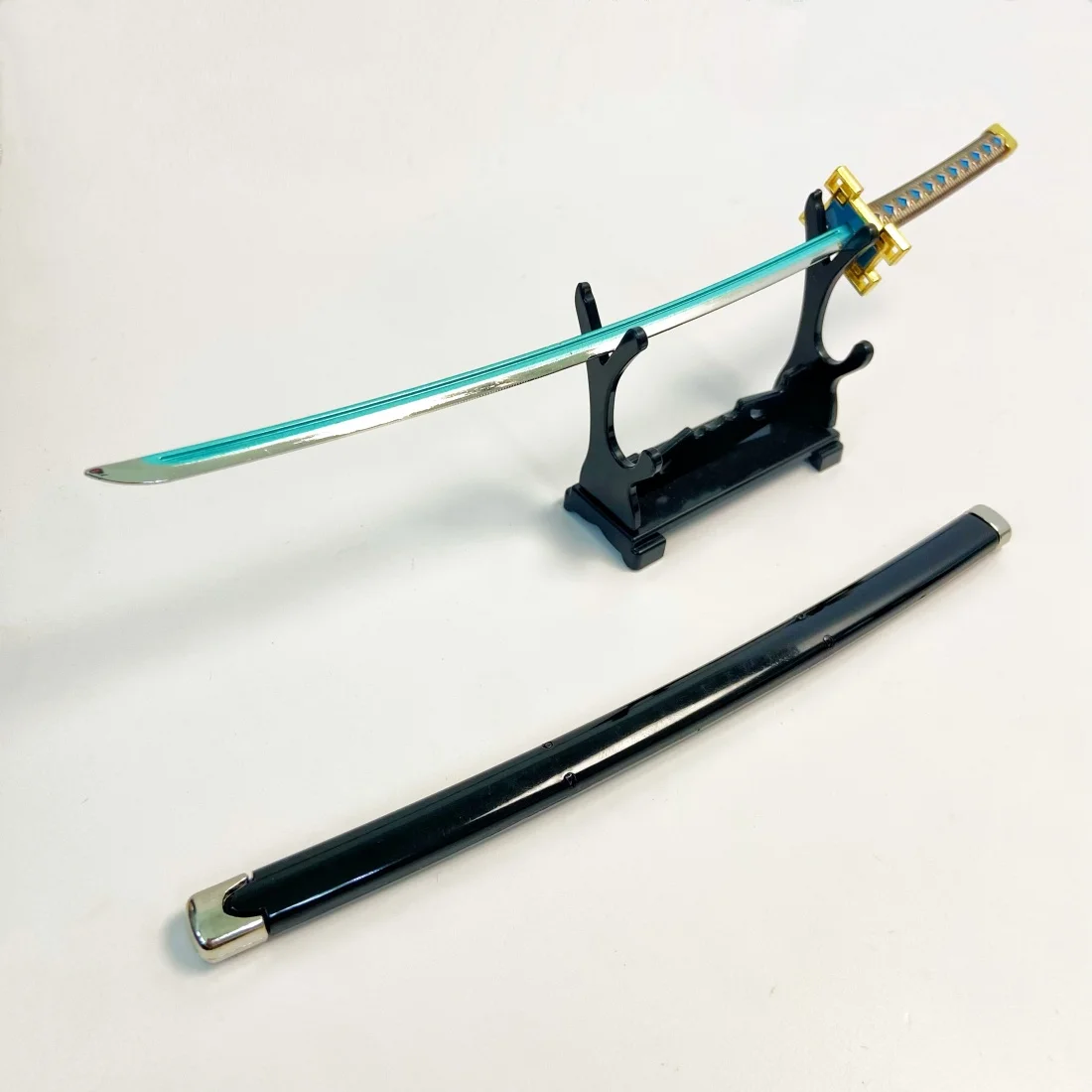 Épée Katana en métal Demon Slayer Tokito Muichiro, sabre de samouraï Original, couteau Ninja, accessoires de Cosplay, jouet, 9.4 pouces