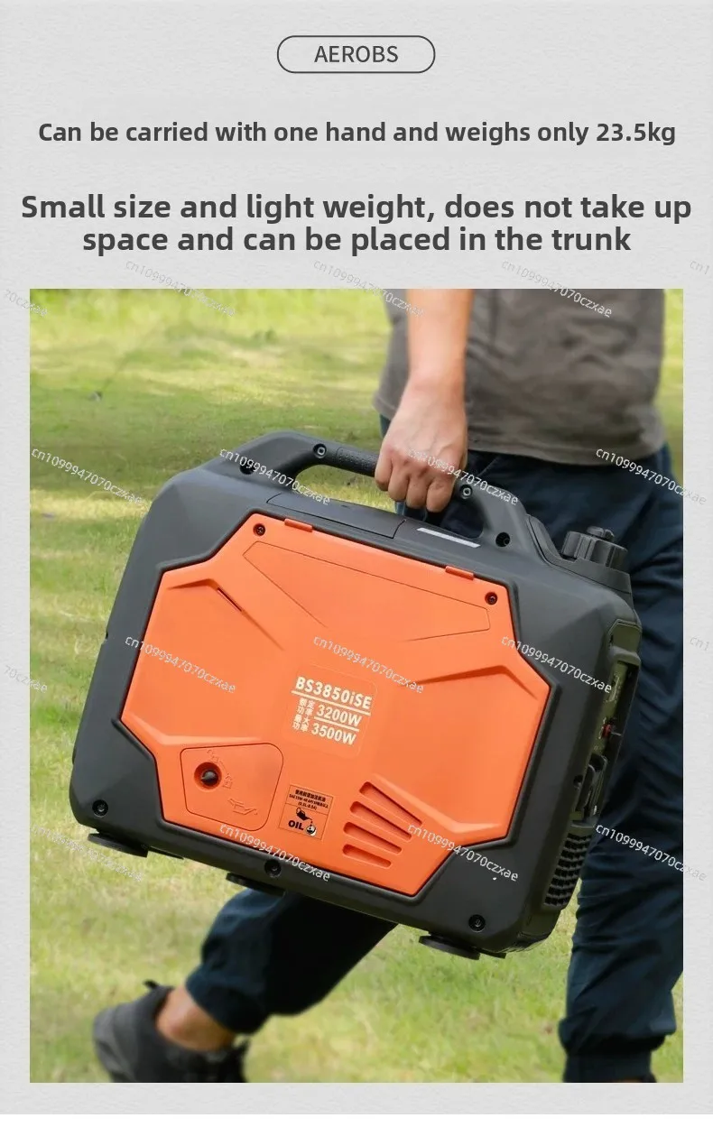 220V Portable Gas Generator, Mini Quiet High Power Generator for Home Outdoor Emergency Use