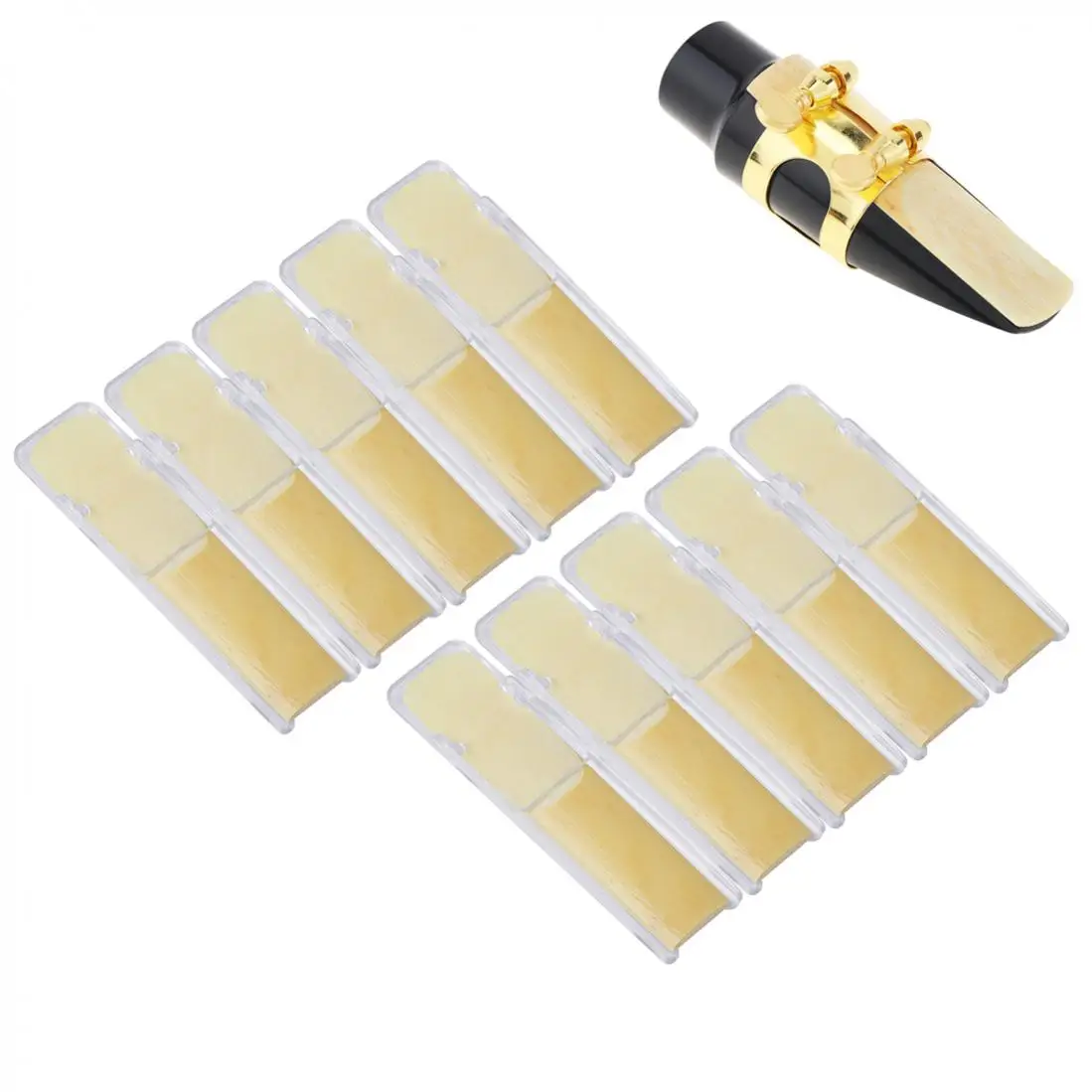 

10Pcs bE Alto Saxophone Reeds Strength 2.5 Sax Reed for Saxophone Beginner and Player with Individual Plastic Case,