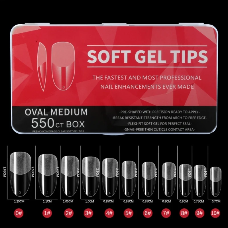 Soft Gel Full Cover Tips,Coffin Almond Square False Nails Clear Fake Press on Nails for Nail Art Designs