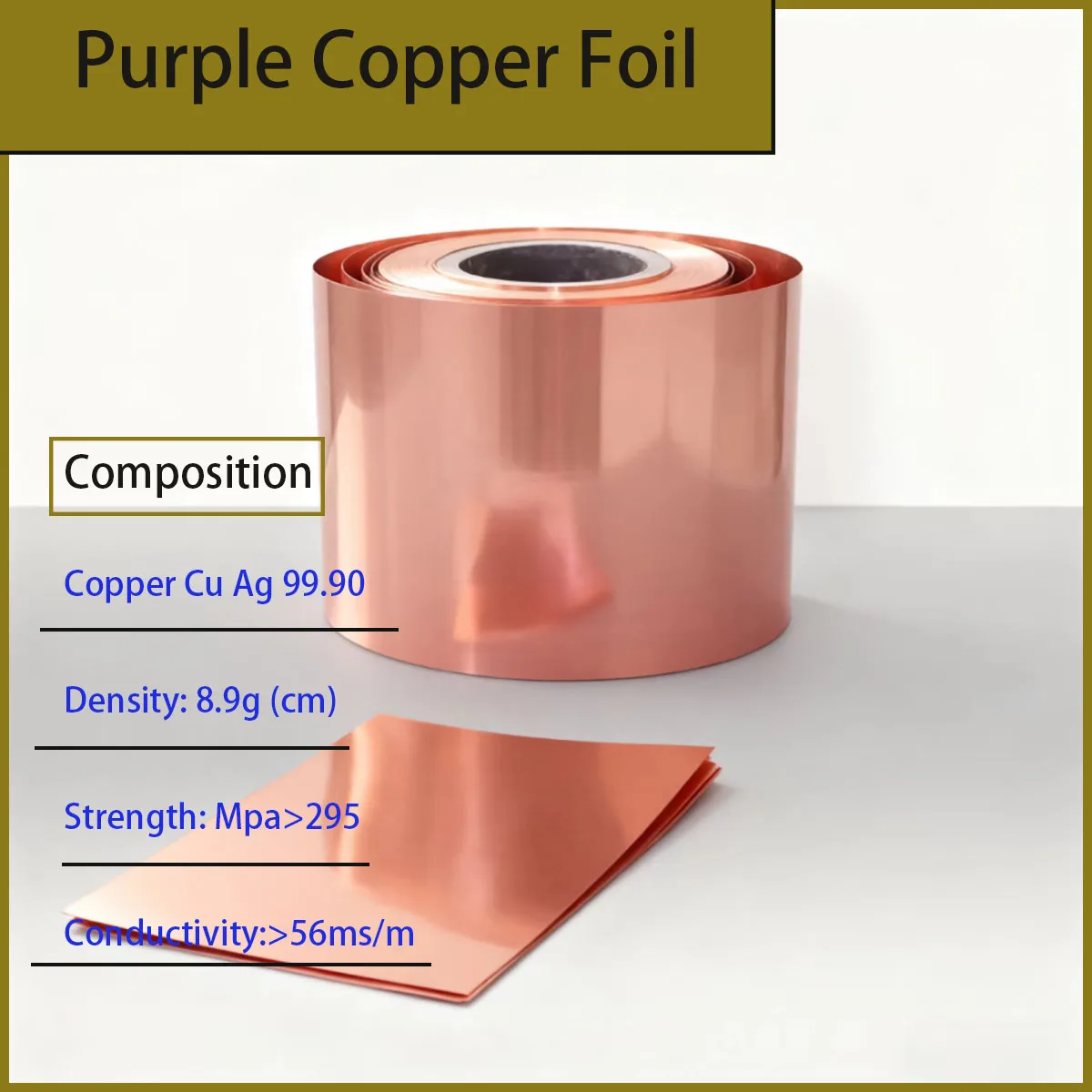 0.01-0.1mm thick 99.9% high-purity pure purple copper foil laser cutting copper metal gasket