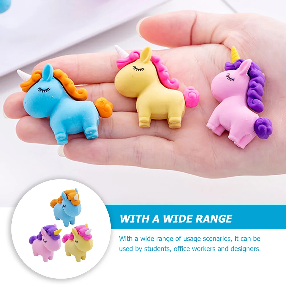 12 Pcs Eraser Kids Prizes Erasers Fun Mini Toys Bulk Unicorn School Supplies for Pencils Rubbers 3d Child