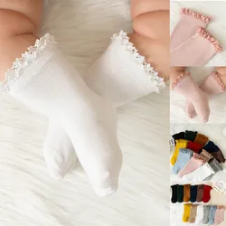 Ruffle Baby Girls Socks Cotton Kids Socks Cute Frilly Tube Short Socks Princess Children Girls Dance Socken For 0-8Years