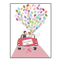 Personalized Couple Name Wedding Date Wedding Car Fingerprint DIY Signature Guestbook For Wedding & Engagement Decoration