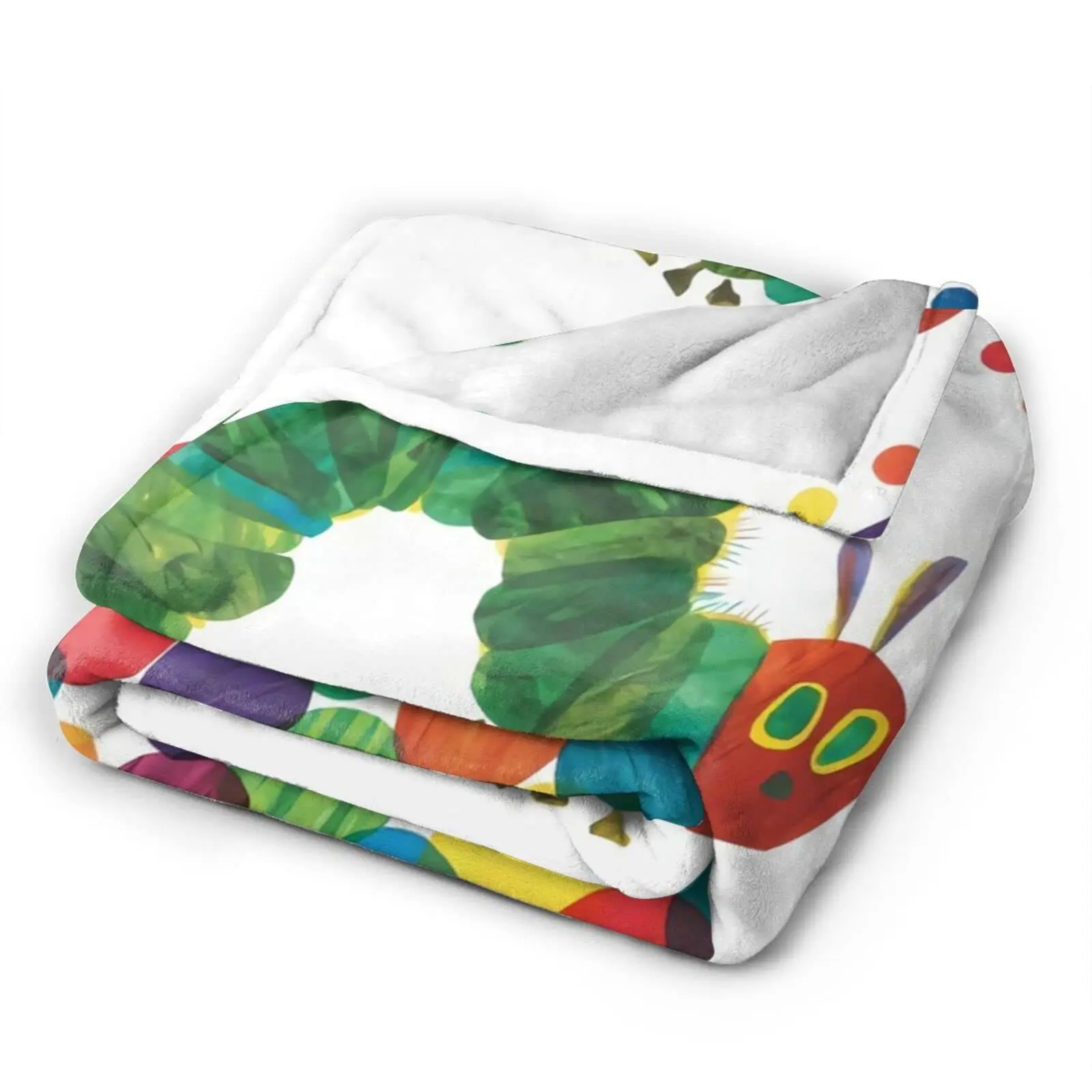 Hungry Caterpillar Pattern Throw Blanket Decorative Aesthetic Blanket for Home Office and Travel Decor