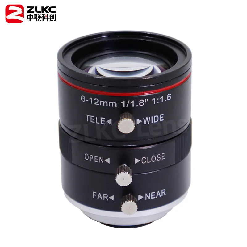 ZLKC 6-12 مللي متر عدسة متغيرة البعد البؤري CCTV ماكرو 1/1.8 ''أجهزة الاستشعار C-Mount كاميرا F1.6-C دليل القزحية 3MP عدسة لكاميرات المراقبة