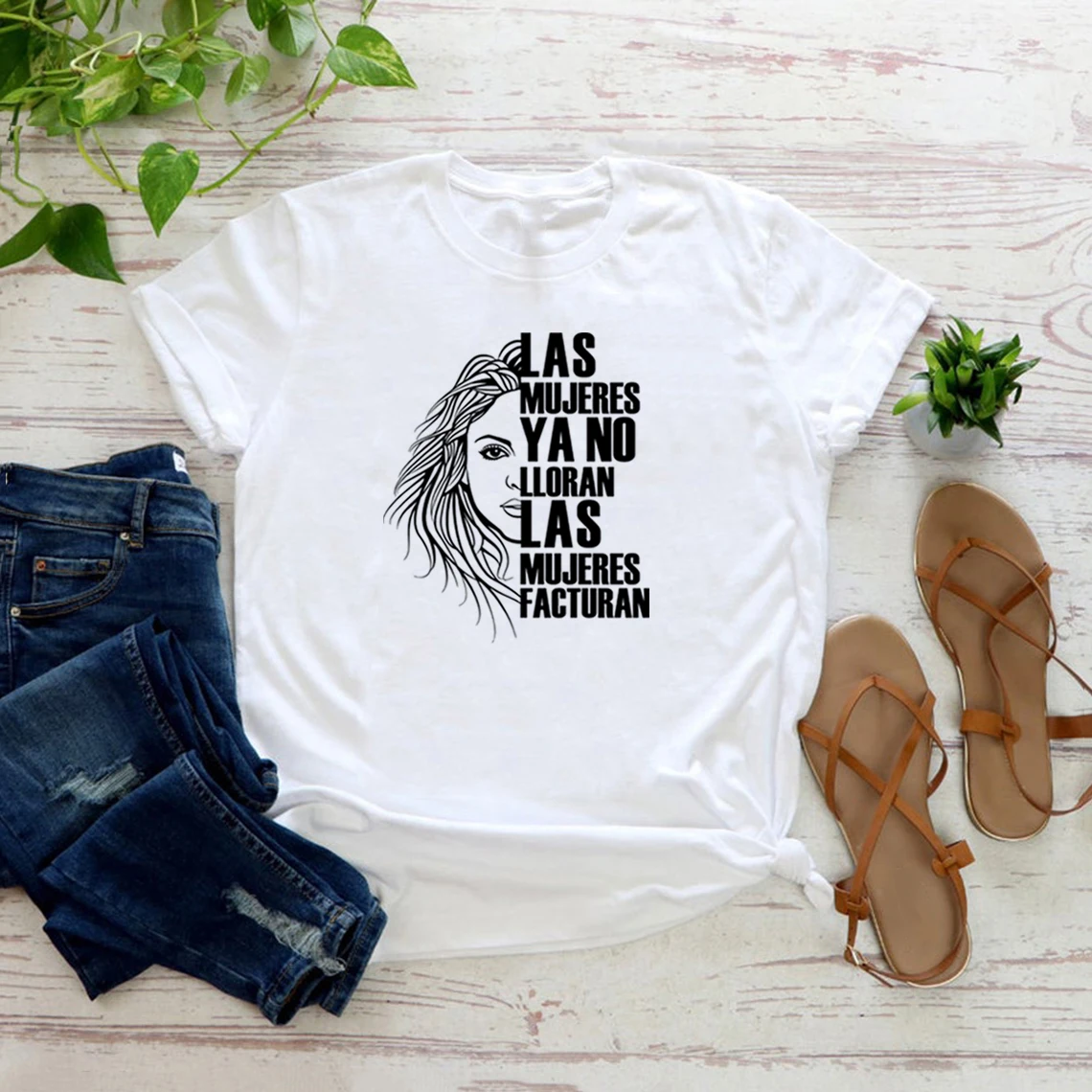 Shakira Las Mujeres Ya No Lloran T-shirt Women Don't Cry Tshirt Quotes Female T-shirts Las Mujeres Facturan Top Women's Clothing