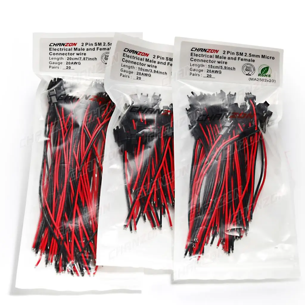 20AWG SM 2.54mm Connector Cable for JST 2.54 2 Pin Adapter 2Pin Micro Battery Male Female Pitch Connect Plug Extension Charger