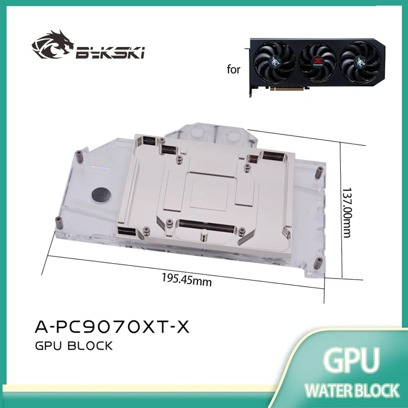 

Bykski A-PC9070XT-X GPU Block Use for PowerColor Reaper / Hellhound RX 9070 XT Video Card Three-layer Structure Design