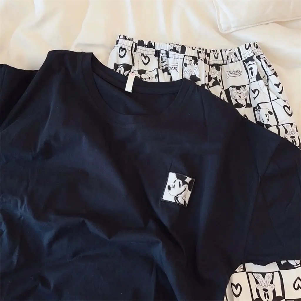 

Pajama Couple Cotton Spring Autumn New Item Korean Version Cartoon Cute Mickey Men's and Women's Long Sleeved Pants Home Wear