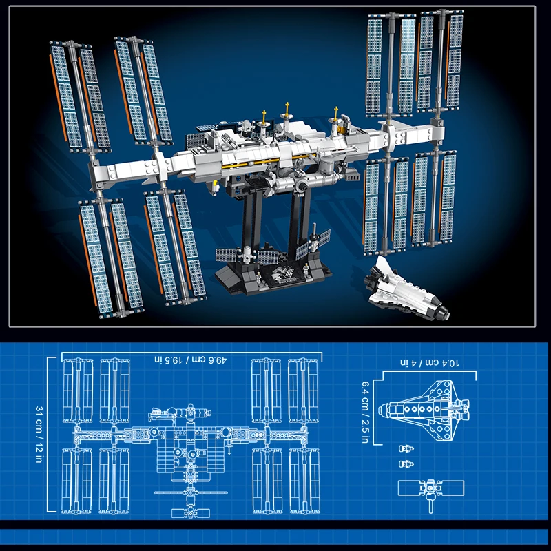 21321 Creative International Space Station Block Set Suitable for adult holiday gifts and children\'s birthday gifts 876 Pieces