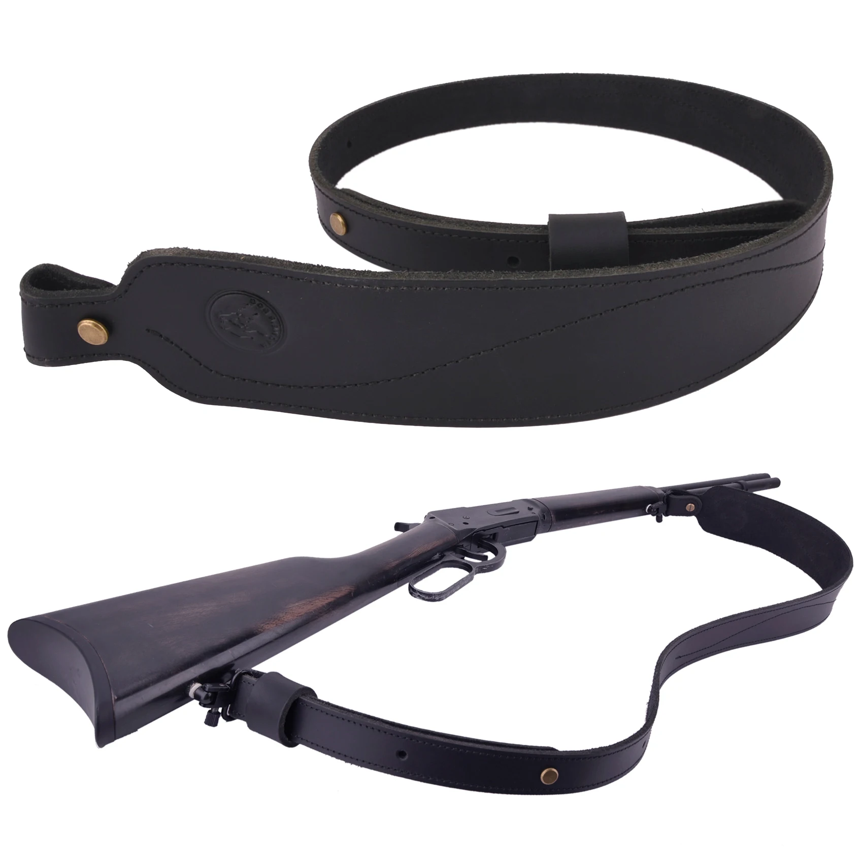 Vintage Leather Rifle Sling Adjustable Hunting Gun Shoulder Straps