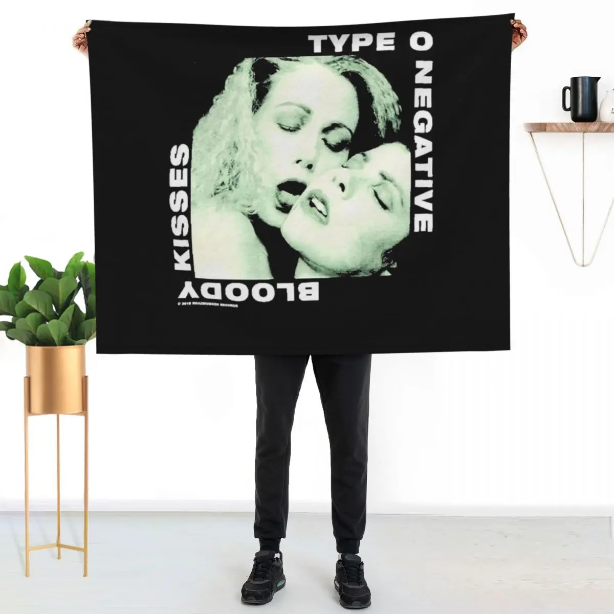Type O Negative Bloody Kisses Throw Blanket Flannel Flannel Fabric Retros Vintage Plaid on the sofa Moving Blankets
