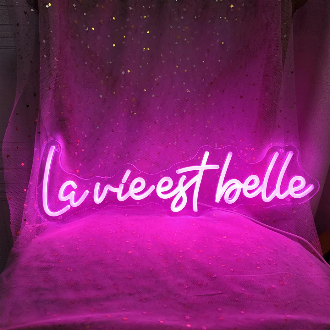 La Vie Est Belle Neon Bord Voor Koffie Kantoorkamer Muur Art Party La Vie Est Rose Neon Led Licht Slaapkamerdecoratie Led Neon Bord