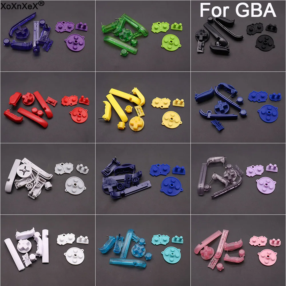 For Gameboy Advance GBA Replacement Plastic D Pads A B Power ON OFF Full Set Button & Conductive Rubber Keypads