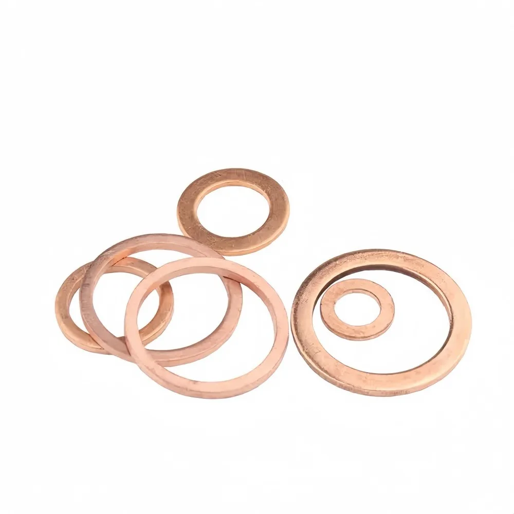 DIN7603 Red Copper Crush Washers Flat Brass Sealing Gasket Ring, Oil Resistant Copper Seal Spacer Washer M3-M8 Thickness 1-2mm