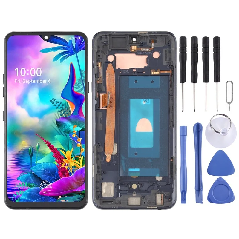 

For lg g8x thinq lcd display touch screen digitizer assembly+display frame replacement for lg g8x lcd display llmg850emw