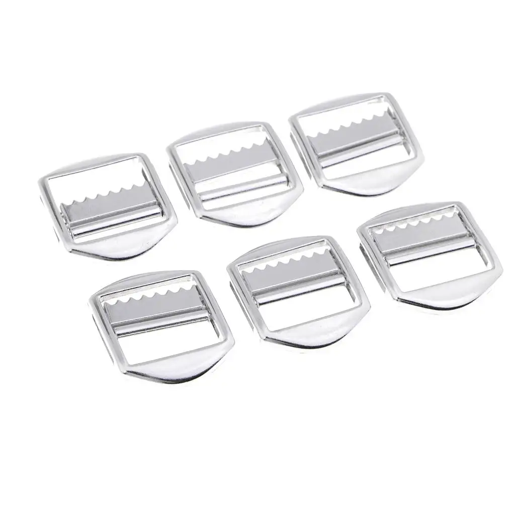 6Pcs Metal Ribbon Slider Buckles for Belt Strap, Adjustable