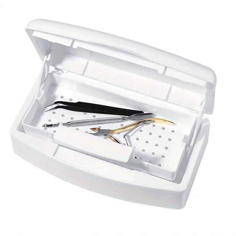 1PC Professional Nail Sterilization Box - Odorless Acrylic Disinfection Case for Manicure Tools, Perfect for Salons & Home Use