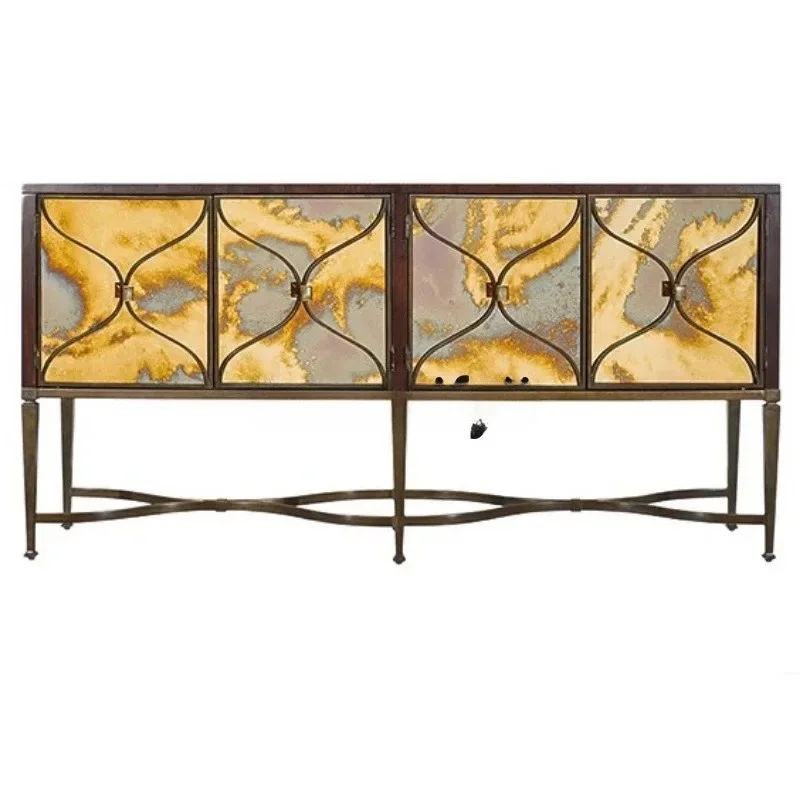 

Итальянский зеркальный входной шкаф, гостиная, бытовой американский металлический антикварный зеркальный шкаф из массива дерева, боковой шкаф