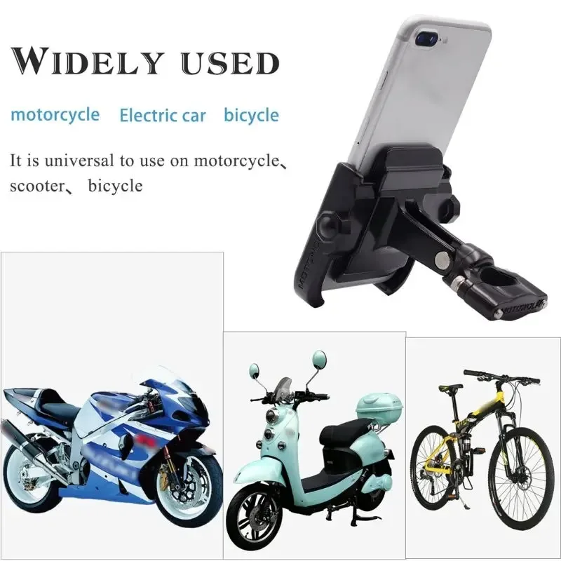 New Aluminum Alloy Motorcycle Modified Handlebar Phone Holder Universal Rearview Mirror Bike Bicycle Holder Soporte Celular Moto