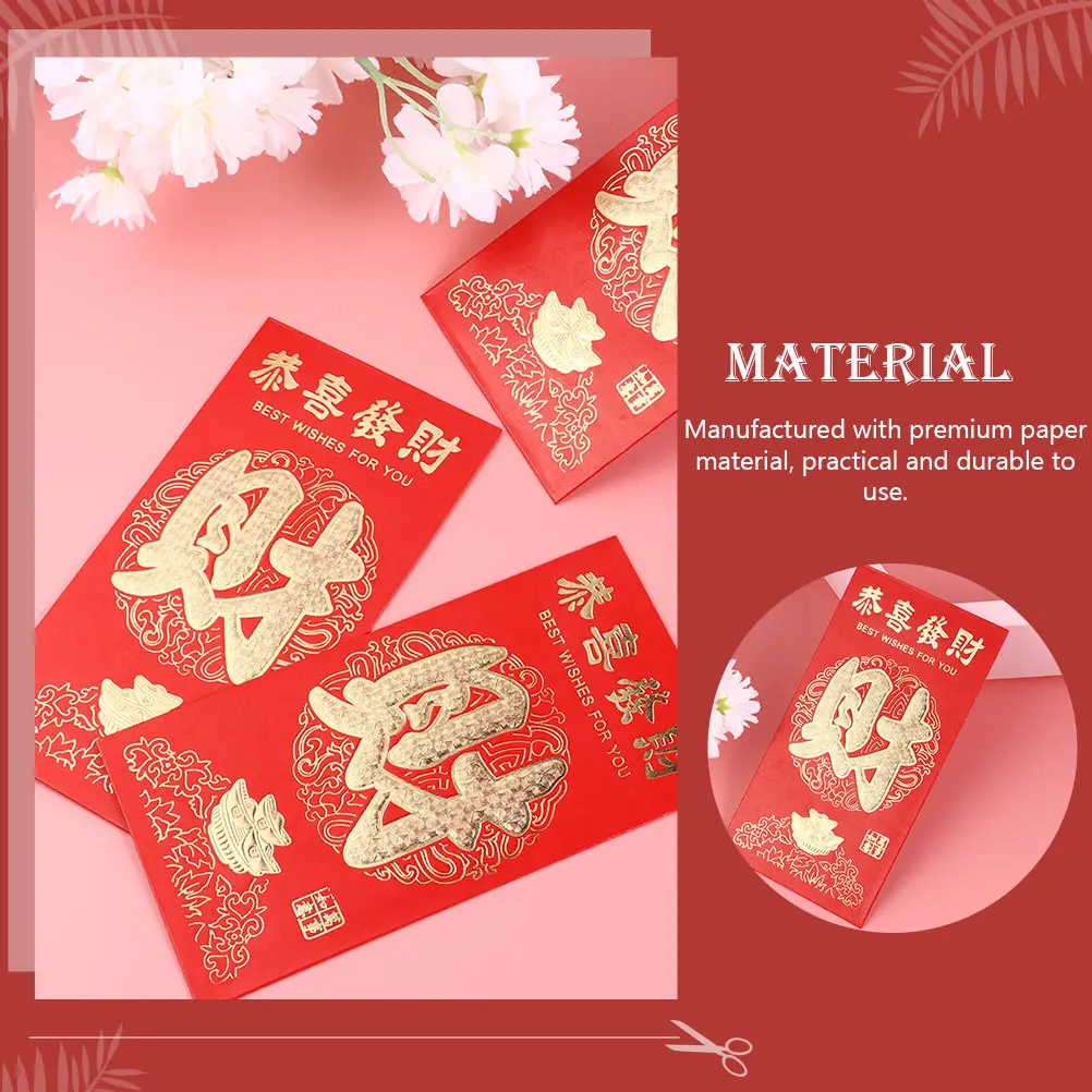 

120 Pcs Bronzing Red Envelope Money Packet Bulk New Year's Paper Spring Festival Packets Lunar Chinese