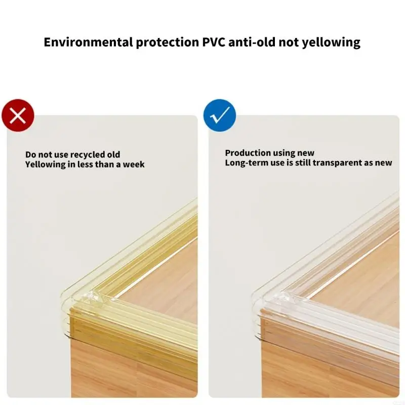 

Q22D Flexible Transparent Furniture Corner Guard Baby Proofing Edges Guard Natural PVC Tear Resistant Strong Hold Adhesive