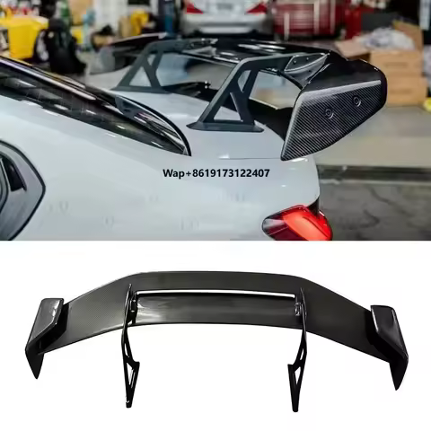 AD Style Carbon Fiber Single Deck Polished Finish Universal Rear Spoiler for M2/M3/M4 G80/G82 F80/F82 Swan Neck Wing