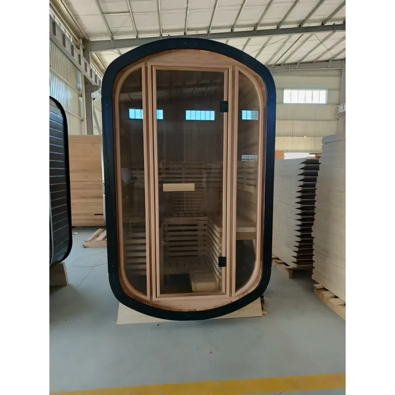 Factory Direct Sale Stylish Cube-Style 2-Person Red Cedar Sauna Room at a Great Price