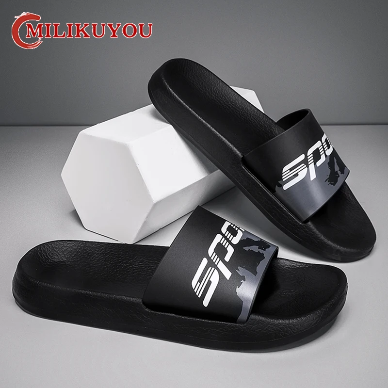 2024 New Men Indoor Home Slippers Male Soft Comfortable Bath Slippers Men's EVA Flat Thick Platform Outdoor Beach Sandals Summer