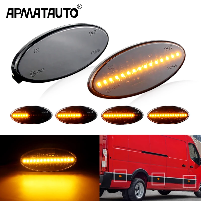 2pcs LED Side Marker Lamp Black Lens For Renault Master MK3 Vauxhall Movano Nissan NV400 Van X62 X62B 2010 2011-2020 261B00001R