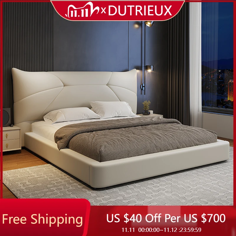 

Современная двуспальная кровать в скандинавском стиле, кожаная роскошная высококачественная удобная безопасная кровать для квартиры, элитное изголовье, свадебная мебель Muebles