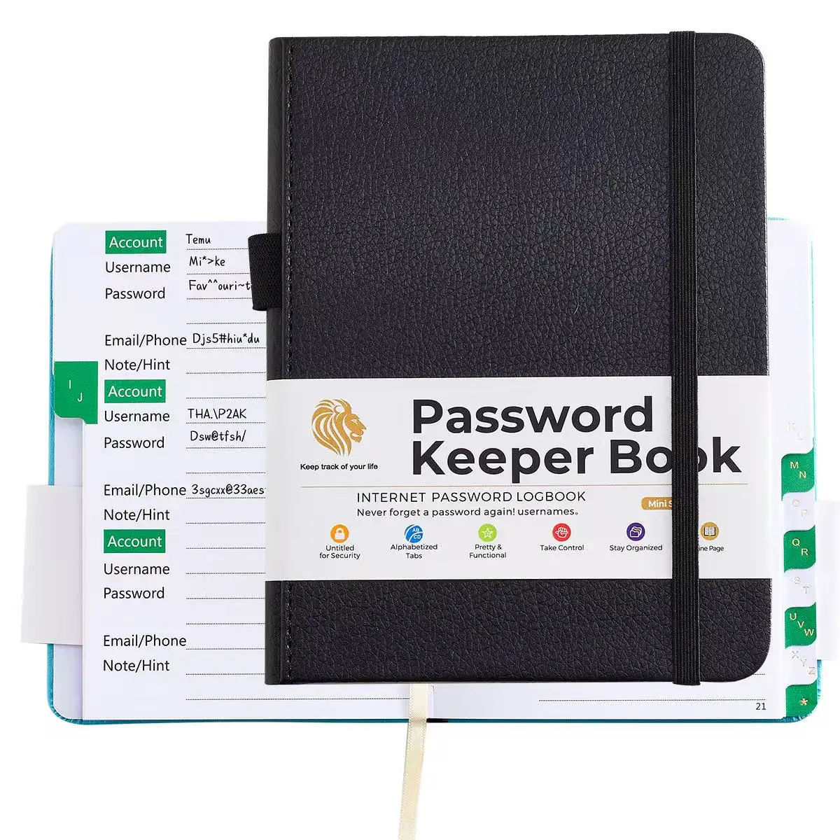 Password Keeper Book With Alphabetical Tabs Notebook PU Leather Notepad School Supplies Notebooks Writing Pads Office