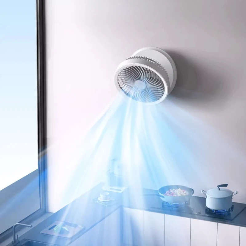 Suspended Air Circulation Fan Desktop Charging No Punching Wall Mounted Kitchen Counter Fan