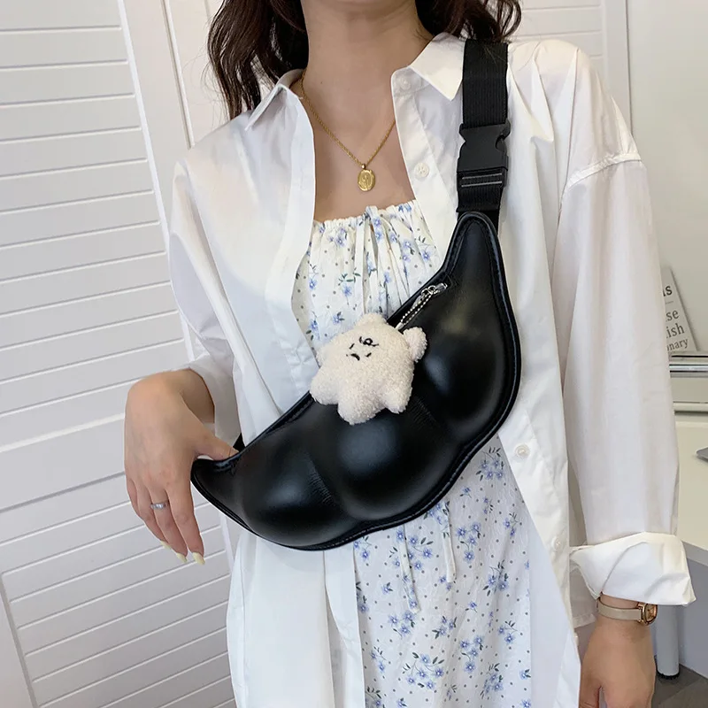 2026 Personality Creative Fun and Funny Chest Bag Edamame Shape Ladies Messenger Bag Plush Pea Shoulder Bag Bolsa De Mensajero