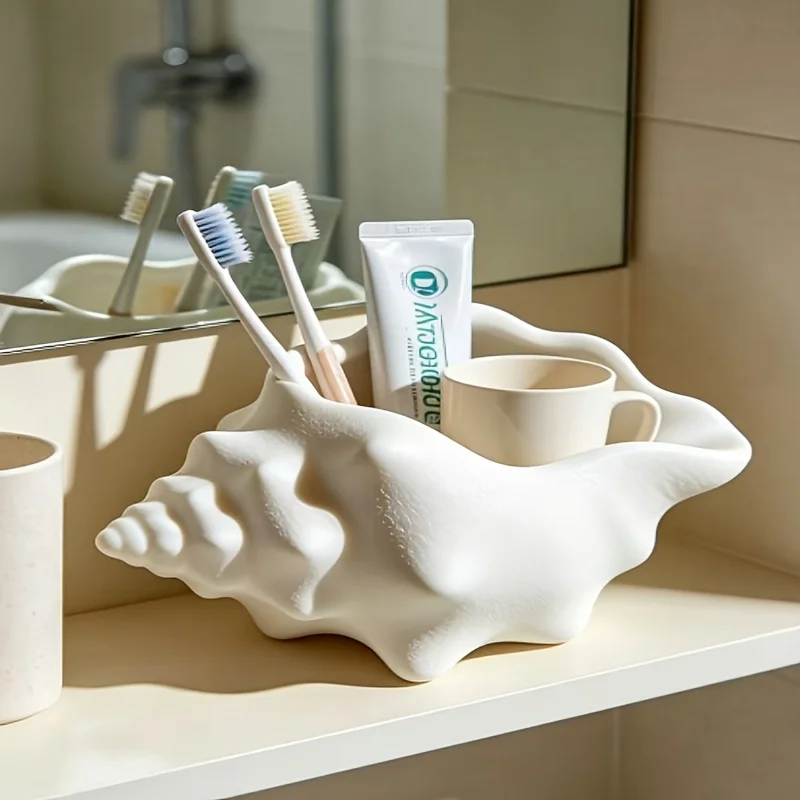 Seashell Storage Box, Bathroom Container Toothbrush Holder, Multifunctional Desktop Organizer for Key Storage And Plant Pots