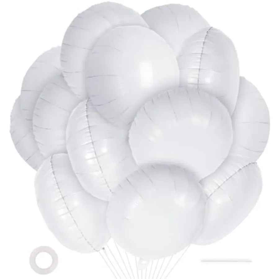 

20 Pcs Round Shaped Balloons, 18 Inch Round Foil Balloon, Giant Round Mylar Balloon Helium Balloons for Birthday Party Baby Sho
