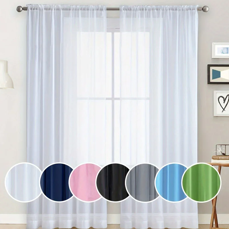 140*260cm Chiffon Sheer Window Curtains For Living Modern Simple Curtain Gauze Semi-blackout Balcony Thin Window Screen