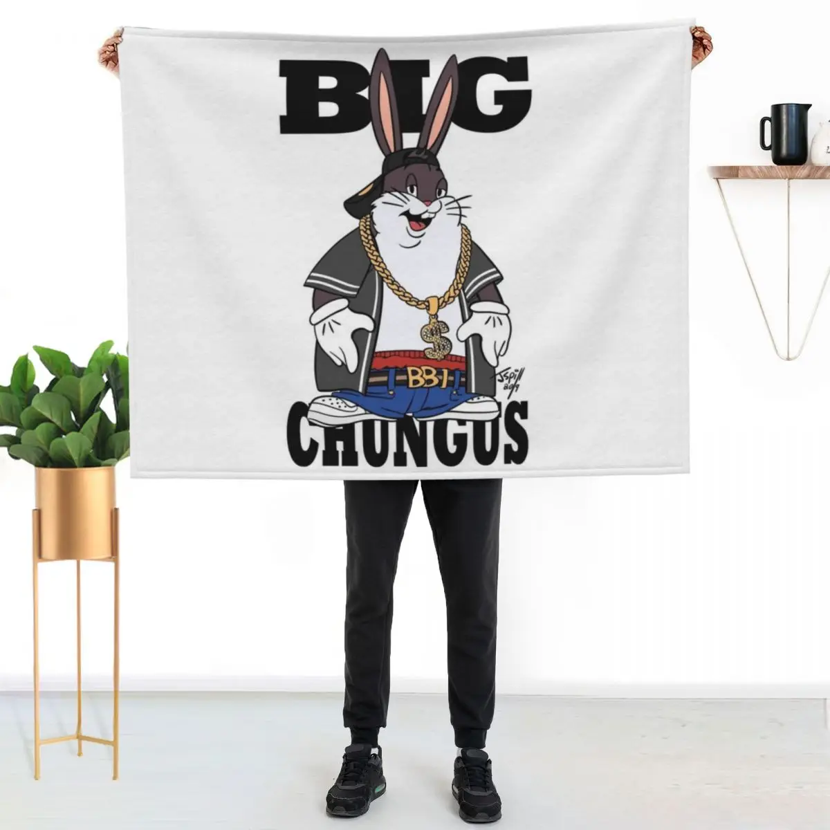 

Big Chungus T-Shirt Throw Blanket Anti Shedding Soft Fuzzy Blanket for Home