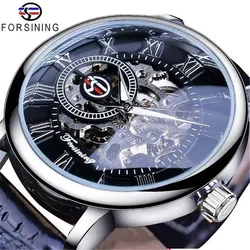 Forsining 99A New Skeleton Mechanical Hand Wind Watches Watch 3D Luxury Skeleton Hollow Mens Wristwatches Golden Watches