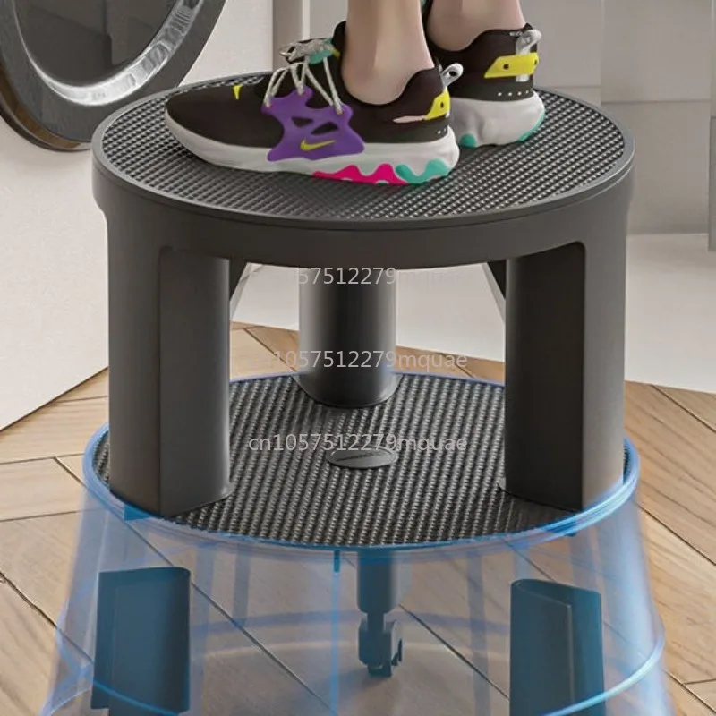 Two-step Ladder Stool Household Multi-functional Thickened Anti-slip Portable Wheel Stools Save Effort Stable Home Decorations