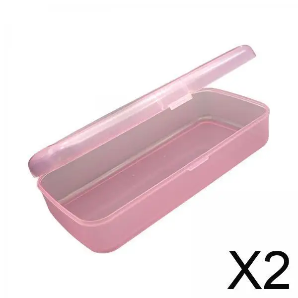 

2x ящика для хранения инструментов для дизайна ногтей, прозрачный чехол для толкателя кутикулы, бусины, полировальная полоска