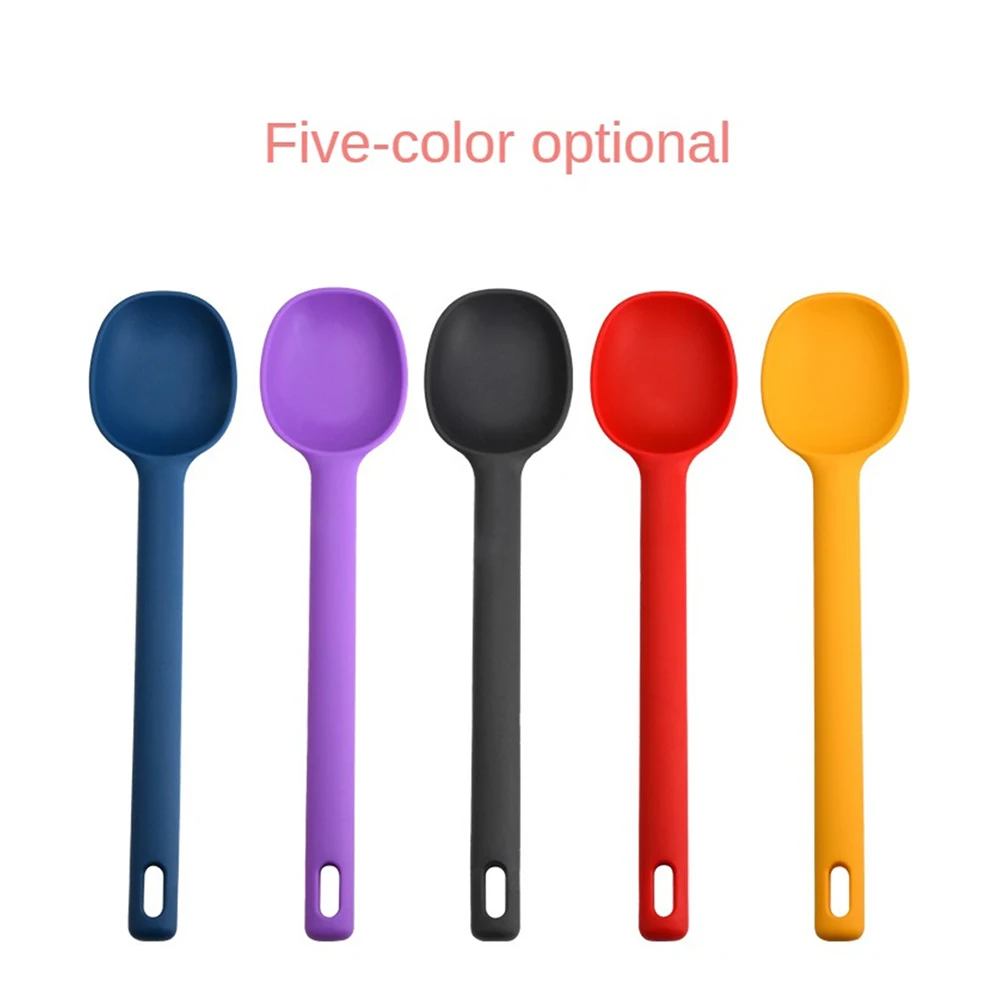 Tablespoon Does Not Hurt The Pot Easy Wash Purple Blue Cooking Tools Mixing Spoon Convenient Storage Silicone Spoon Long Handle