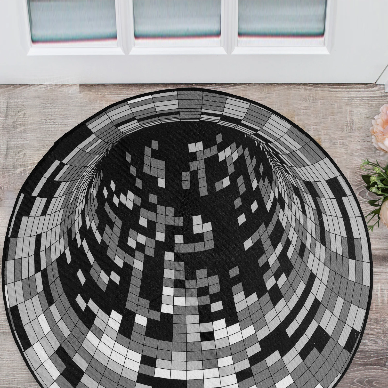 

3D Illusion Rug 80cm Round Optical Polyester Area Carpet Non Slip Mats Floor Decor Bedroom Living Room Bathroom